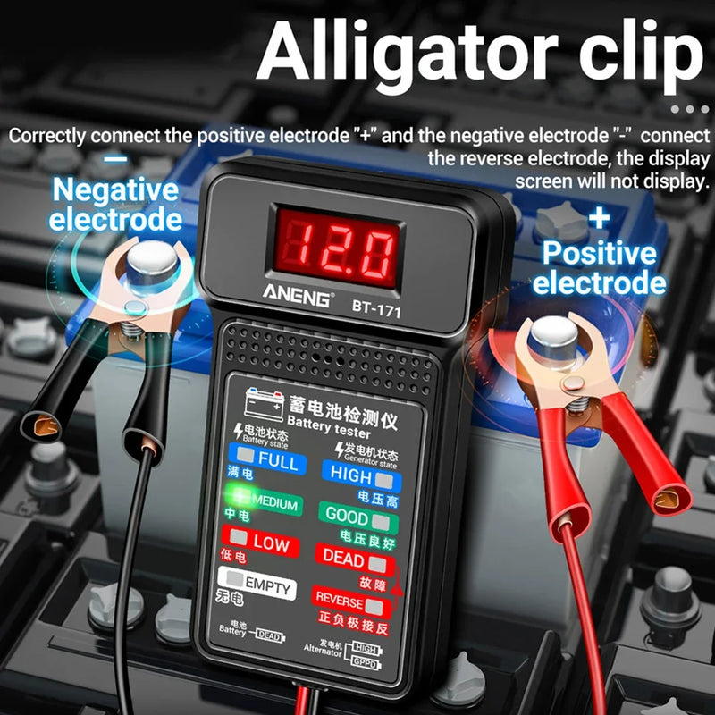 Testador de bateria digital lcd 12v, analisador de bateria automática, sistema de partida de carregamento, testador de bateria de carro, ferramentas de diagnóstico