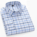 Camisa Oxford xadrez casual masculina, confortável, de algodão puro, com botões, ajuste regular, listrada, social, de alta qualidade