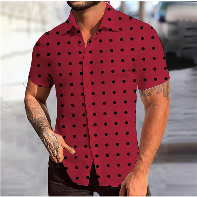 Camisa retrô xadrez masculina estampada vintage, manga havaiana curta grande, moda casual de luxo, verão, 2023