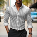 Linha de camisa xadrez masculina com lapela, manga comprida, slim fit, roupa luxuosa, camisa de baile, tamanho grande, XS-6XL, alta qualidade