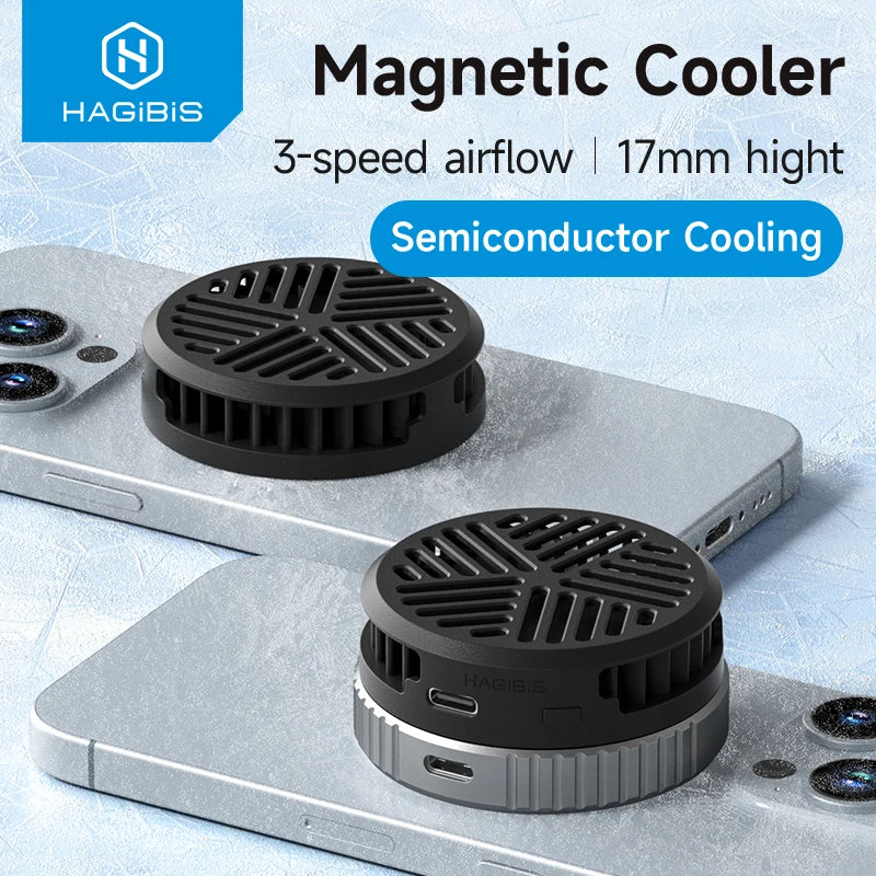 Hagibis refrigerador magnético de telefone celular, ventilador de refrigeração universal, radiador de telefone móvel para iphone 15 pro, tubarão preto, jogos, transmissão ao vivo