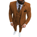 Ternos masculinos de 3 peças, slim fit, formal, casual, negócios, lapela champanhe, smoking formal para padrinhos de casamento (blazer + calça + colete)