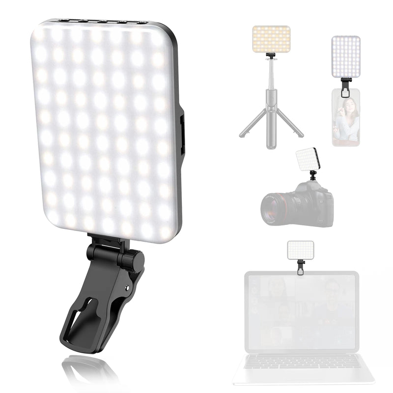 Recarregável LED selfie Light Beads, portátil na luz para o telefone, Tablet, Laptop, 2200mAh, CRI 97 +, 7 modos, 60 alta qualidade