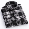 7XL 8XL Plaid Shirts For Men's Long Sleeve Cotton Fashion Single Patch Pocket Design  Casual Standard-Fit Thick Flannel Shirt