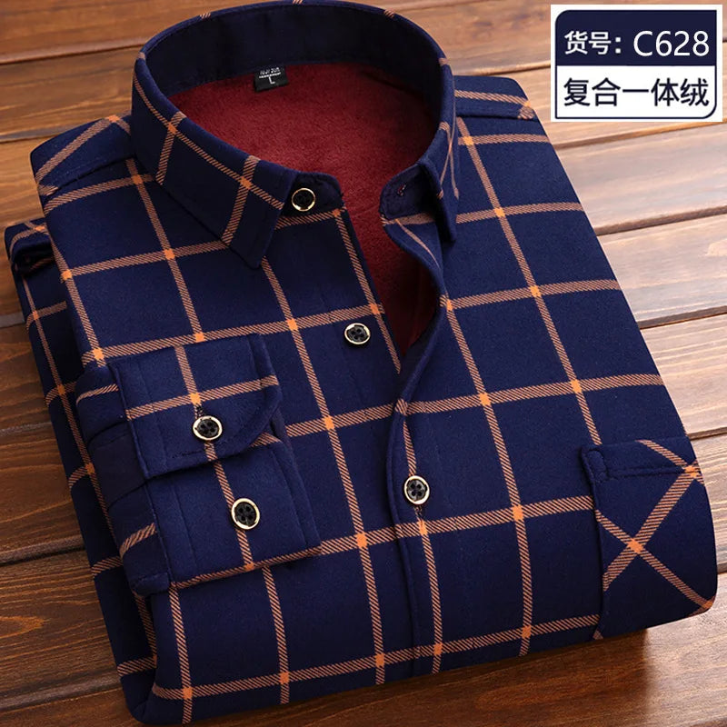 2025 outono inverno masculino manga longa camisa xadrez grosso quente casual camisas macias moda bussiness topos roupas tamanho grande 4xl