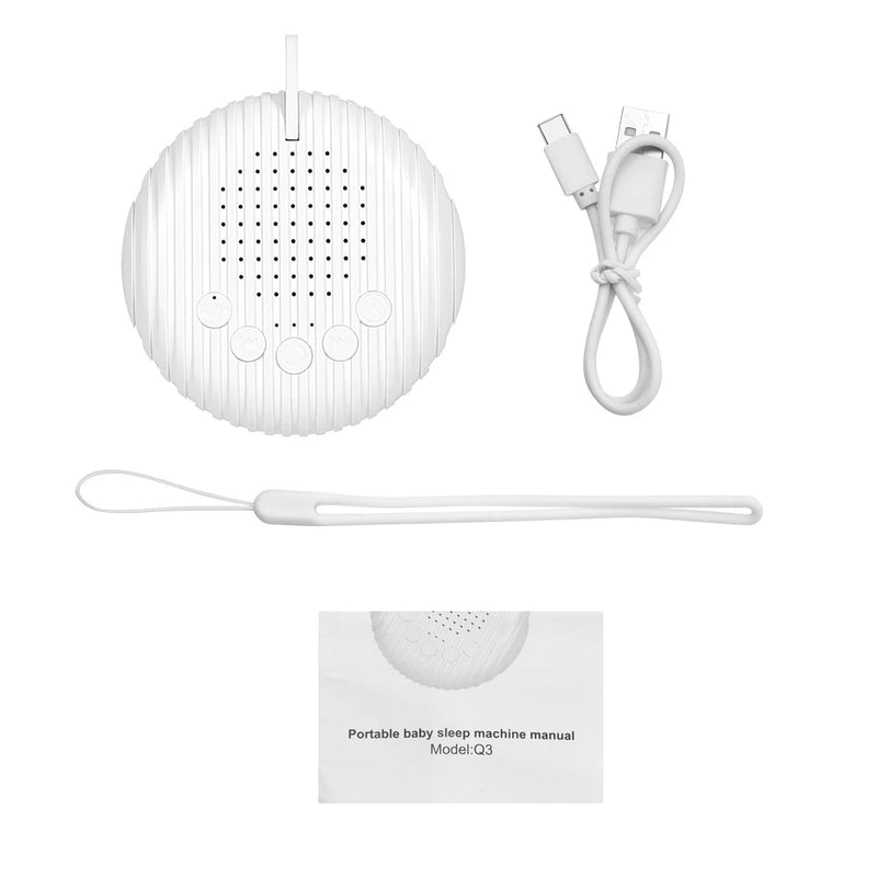 Máquina de som de ruído branco para bebê, Sons calmantes de sono portáteis, Volume ajustável, Bateria recarregável embutida, USB, 10 calmante