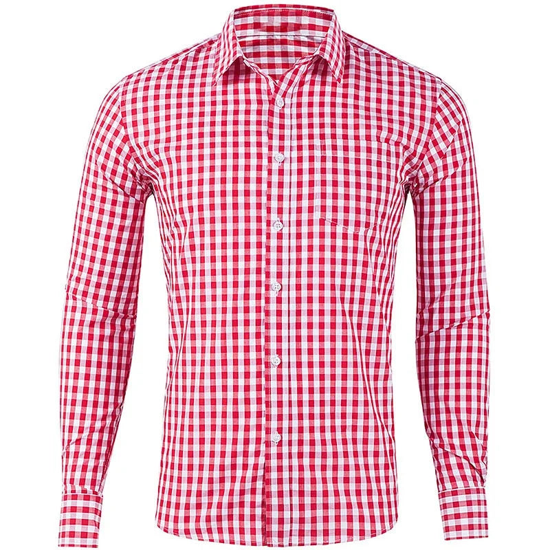 Camisa xadrez manga comprida masculina, lapela amarela, roupa de trabalho, estampa, primavera e outono, festa, 11 cores, tamanho grande, XS-6XL