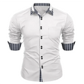 Camisa dupla de manga comprida masculina, monocromática, solta, clássica, havaiana, de negócios, escritório, 11 cores, 6XL, novo