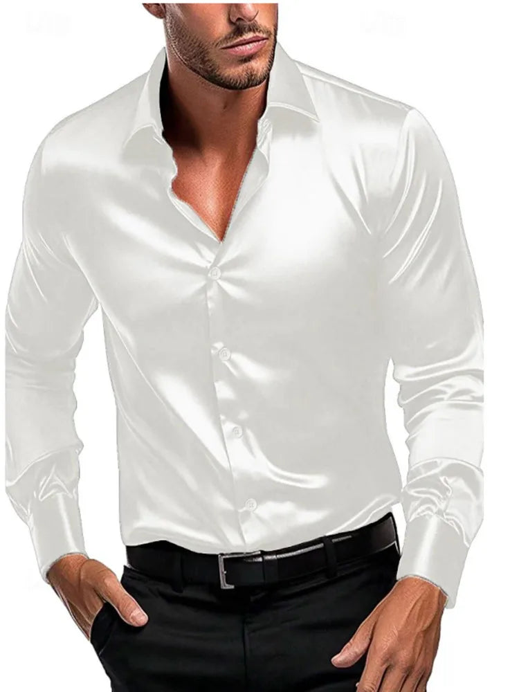 2024 nova primavera e outono camisa masculina cor sólida negócios cidade lazer lapela cardigan fino mangas compridas topos