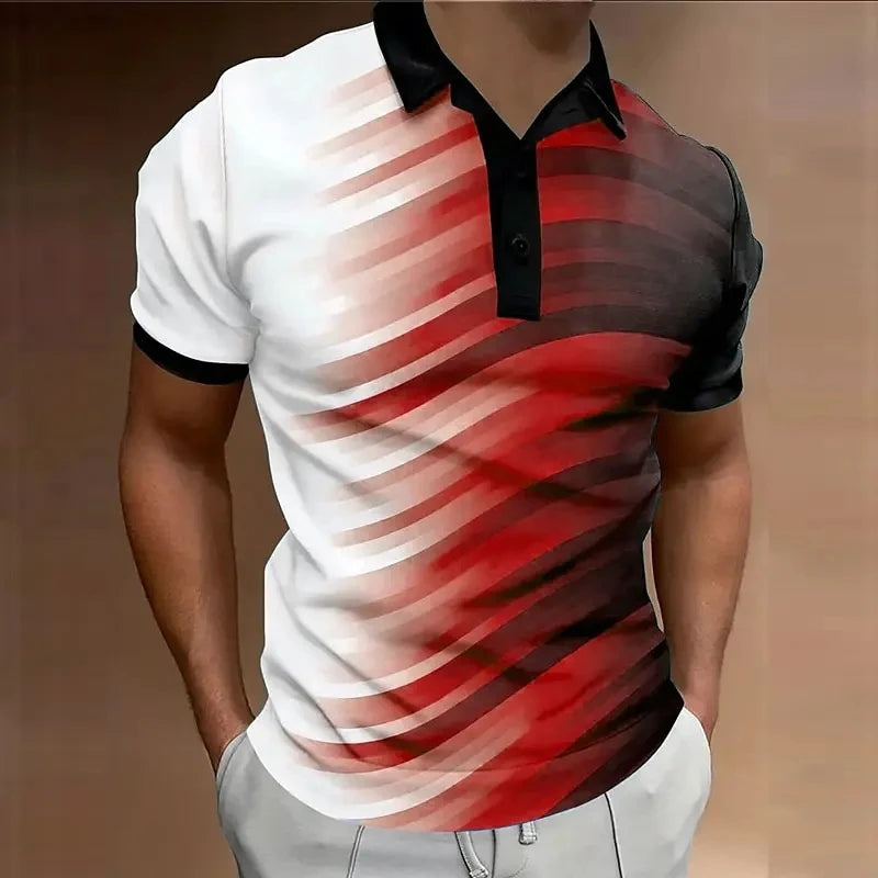 Abstração-Camisa polo extragrande manga curta masculina, camiseta solta casual, streetwear ao ar livre, roupas de verão