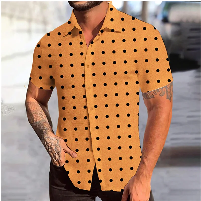 Camisa retrô xadrez masculina estampada vintage, manga havaiana curta grande, moda casual de luxo, verão, 2023