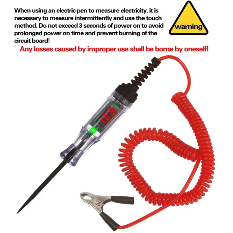 Testador de circuito de tensão de caminhão de carro, ferramentas automáticas de 3v-90v, caneta de teste de sonda de diagnóstico de carro, lâmpada, ferramentas de caneta de medição elétrica