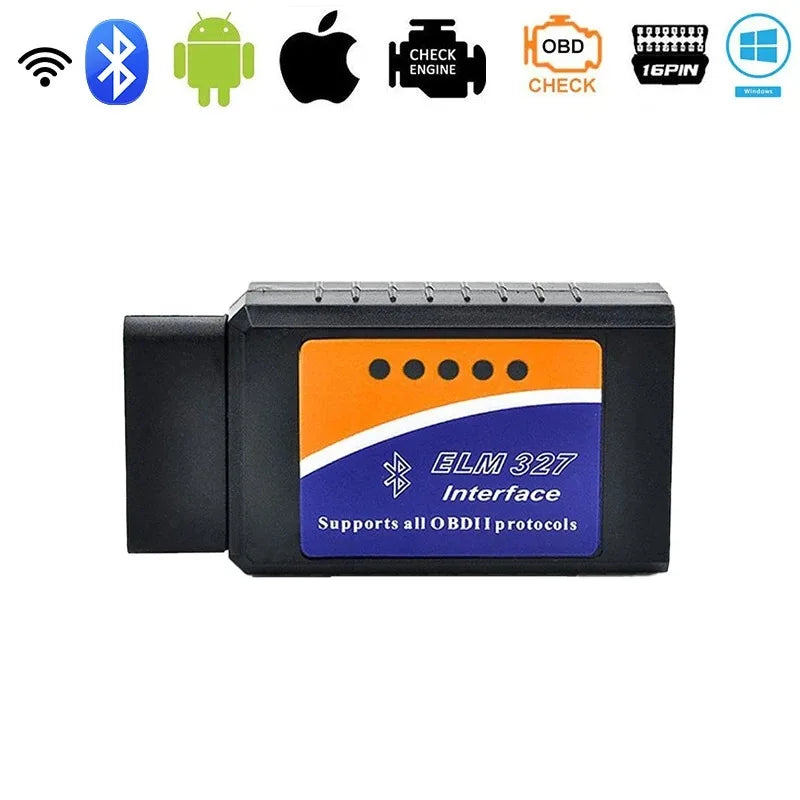 V1.5 v2.1 obd elm327 bluetooth obdii pode bus verificar motor carro auto diagnóstico scanner ferramenta interface adaptador para android pc ios