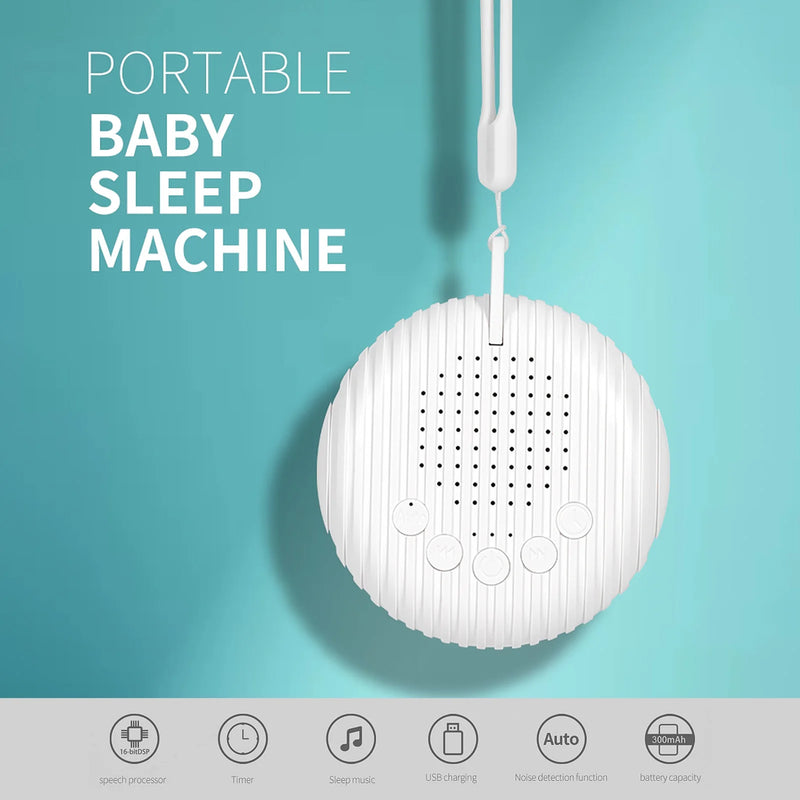 Máquina de som de ruído branco para bebê, Sons calmantes de sono portáteis, Volume ajustável, Bateria recarregável embutida, USB, 10 calmante