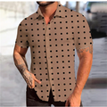 Camisa retrô xadrez masculina estampada vintage, manga havaiana curta grande, moda casual de luxo, verão, 2023