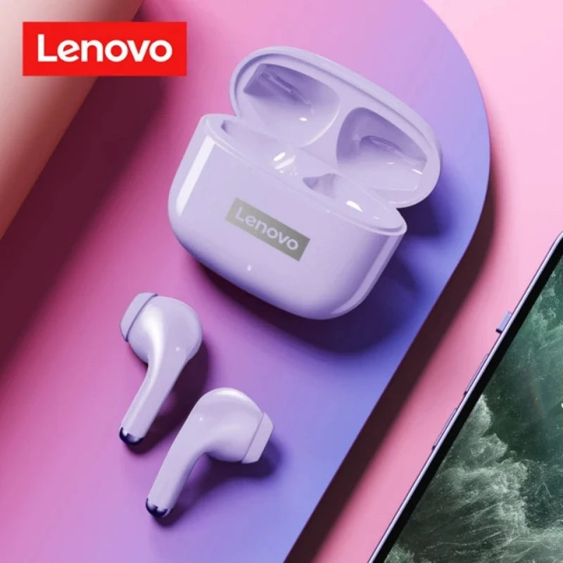 Lenovo-LP40Pro Fones De Ouvido Bluetooth Sem Fio com Microfone, Fones De Ouvido À Prova D 'Água, Fone De Ouvido Esportes, Controle De Toque, TWS Headset, Original