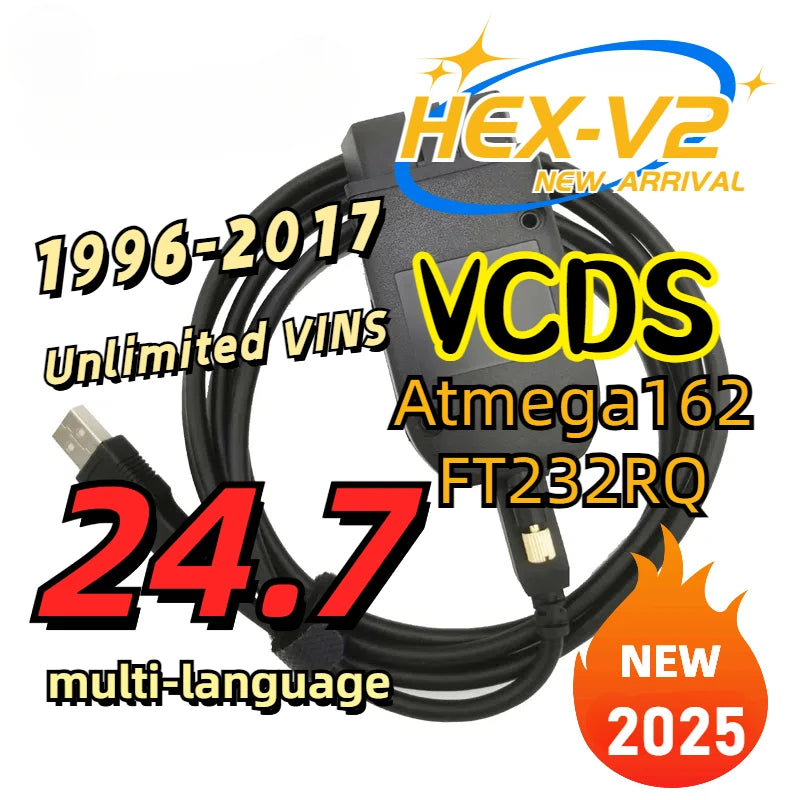 2024 vcds vagcom interface vcdscan hex v2 atualização 24.7 para vw para audi skoda assento multi-idioma carro autocom ferramentas de diagnóstico