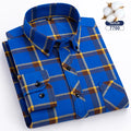 7XL 8XL Plaid Shirts For Men's Long Sleeve Cotton Fashion Single Patch Pocket Design  Casual Standard-Fit Thick Flannel Shirt