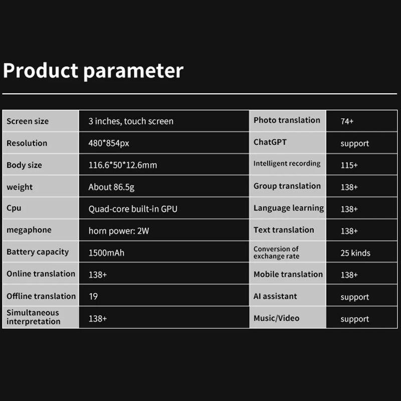 S80 Pro portátil Language Translator Device, Voz Traduzindo, 16 Tradução offline, Função ChatGPT, 138 Idiomas