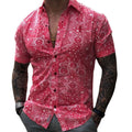 Camisa retrô xadrez masculina estampada vintage, manga havaiana curta grande, moda casual de luxo, verão, 2023