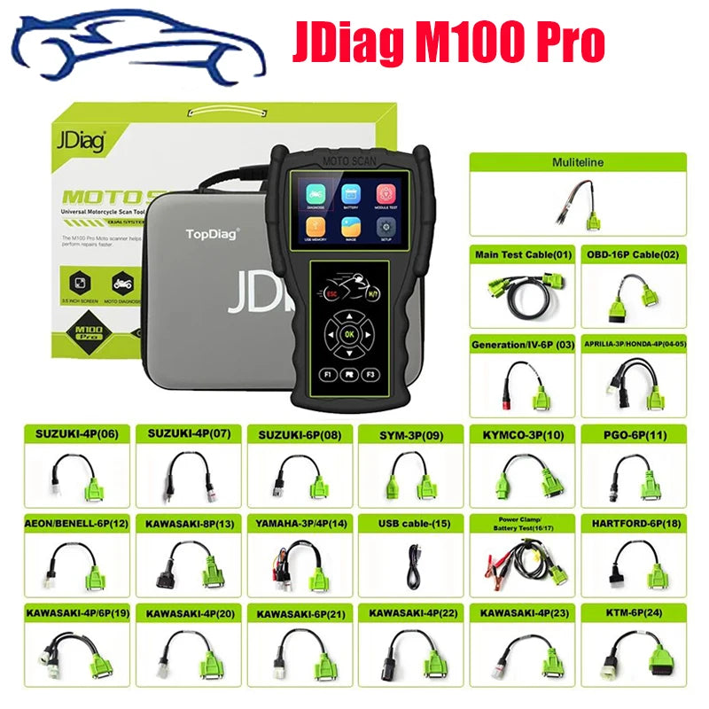 Jdiag m100 pro scanner de diagnóstico de motocicleta obd2 ferramenta de diagnóstico de falhas leitor de código de moto para bmw kawasaki yamaha suzuki ktm