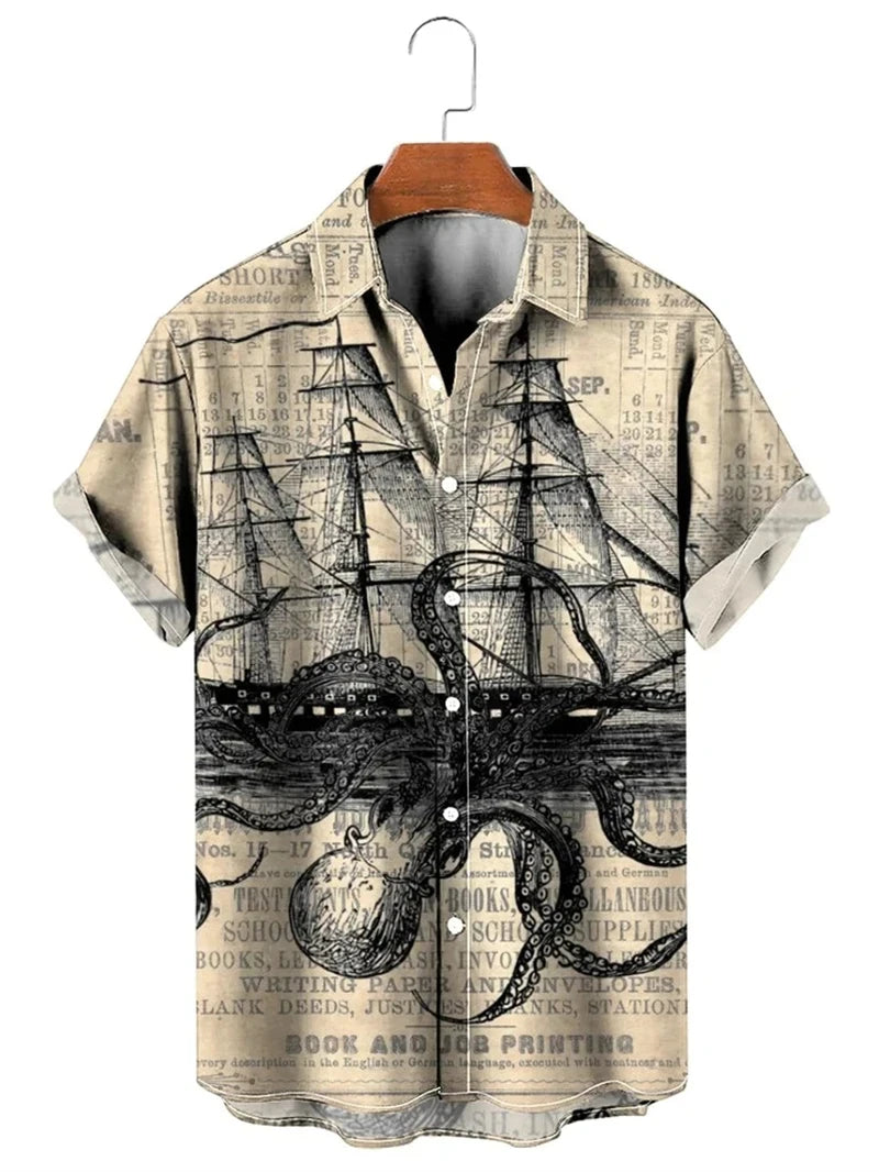 Camisa de lapela impressa em 3D para homens e mulheres, mangas curtas, streetwear de botão, roupas unissex superdimensionadas, moda de personalidade