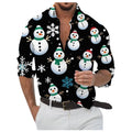 Flocos de neve dourados impressos em 3D masculino Camisa, Abotoados, Manga comprida, Ao ar livre, Colarinho, Roupas, Dia, Dia, 2024