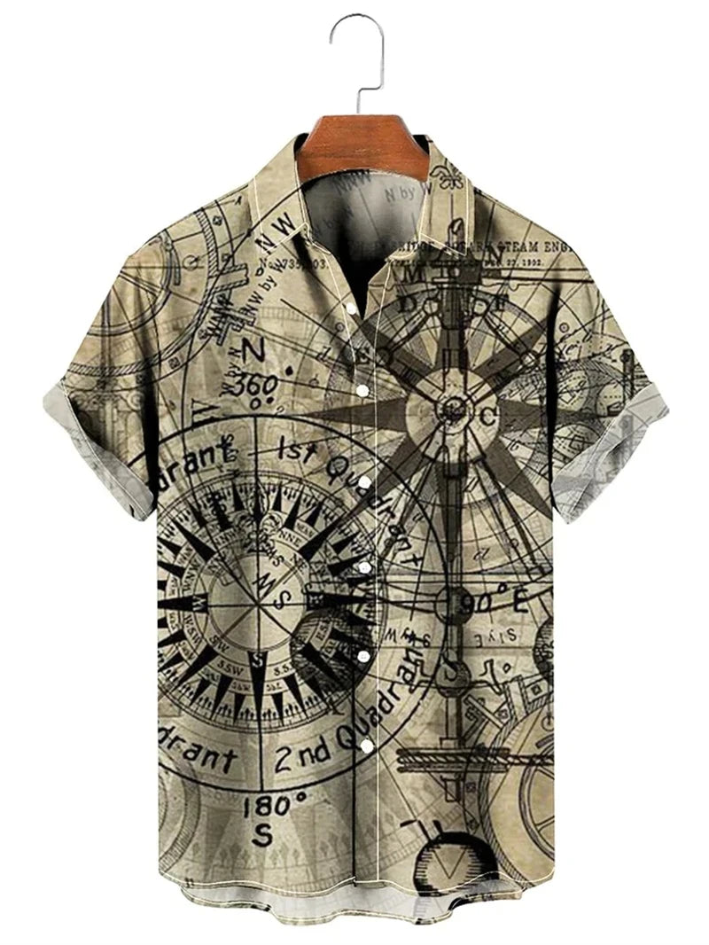 Camisa de lapela impressa em 3D para homens e mulheres, mangas curtas, streetwear de botão, roupas unissex superdimensionadas, moda de personalidade