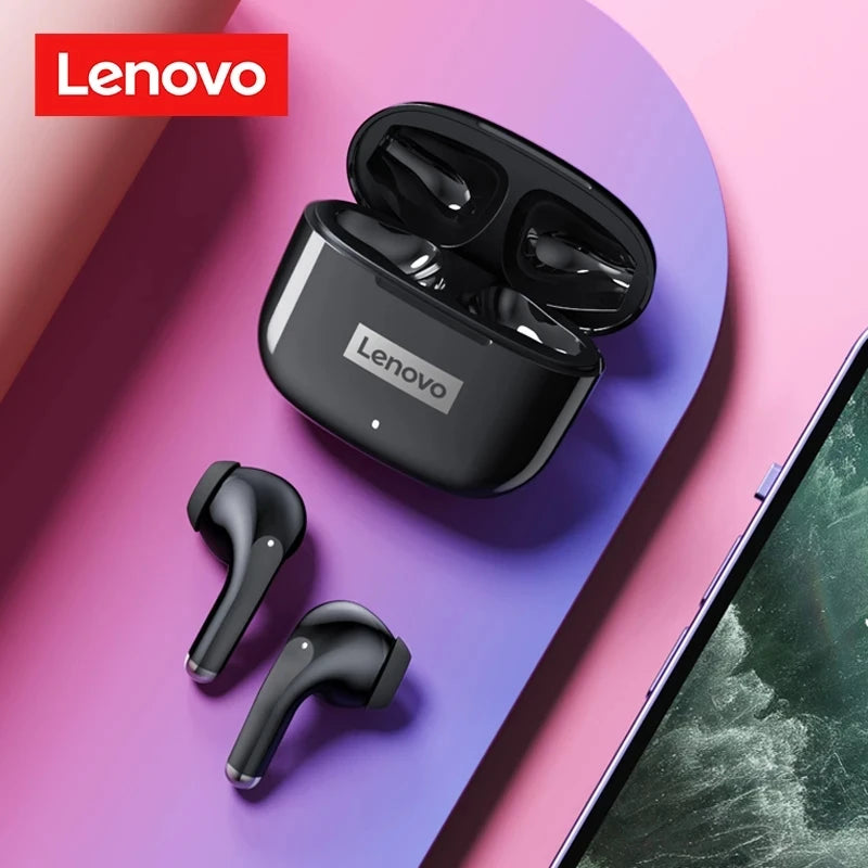 Lenovo-LP40Pro Fones De Ouvido Bluetooth Sem Fio com Microfone, Fones De Ouvido À Prova D 'Água, Fone De Ouvido Esportes, Controle De Toque, TWS Headset, Original