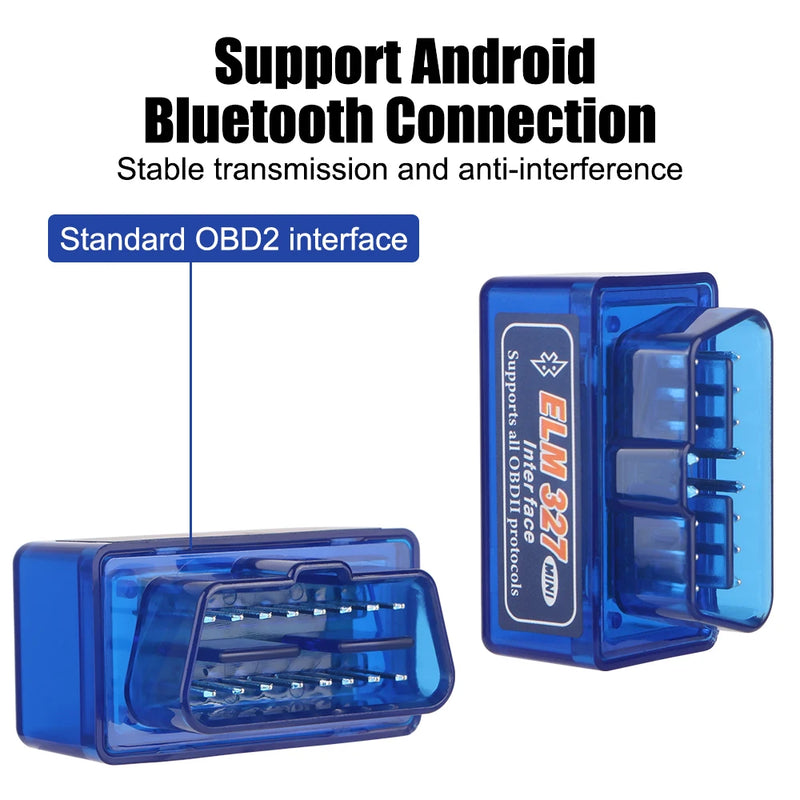 ELM327 Scanner De Diagnóstico De Carro, Adaptador De Interface OBD2, Mini Leitor De Código, Modo Duplo, Detector Bluetooth V1.5 para IOS, Android