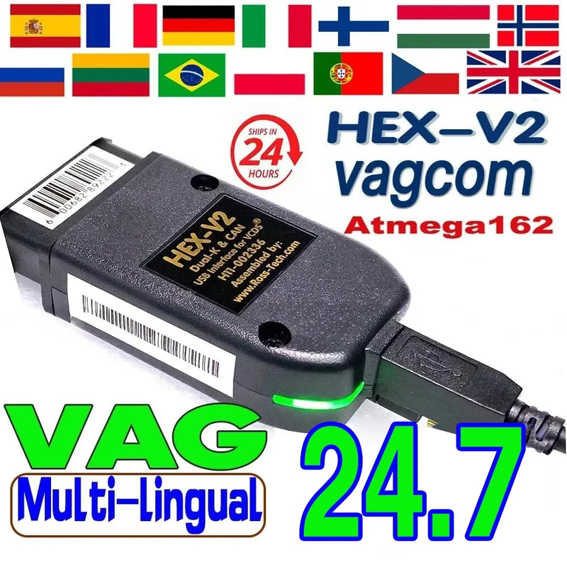 2024 vcds vagcom interface vcdscan hex v2 atualização 24.7 para vw para audi skoda assento multi-idioma carro autocom ferramentas de diagnóstico