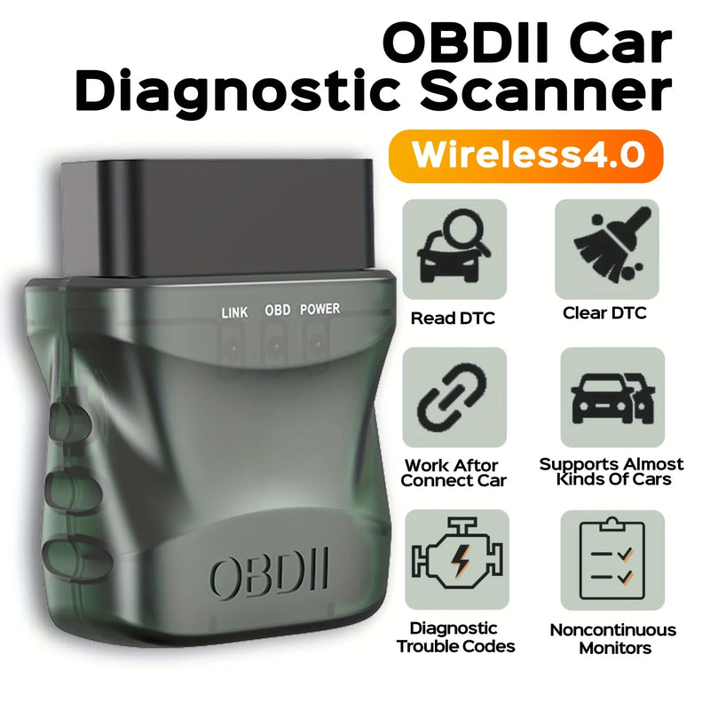 Ferramenta de scanner de diagnóstico obdii automático sem fio 4.0, leitor de código de falhas de carro com digitalização automática, verificação do leitor de código de luz do motor