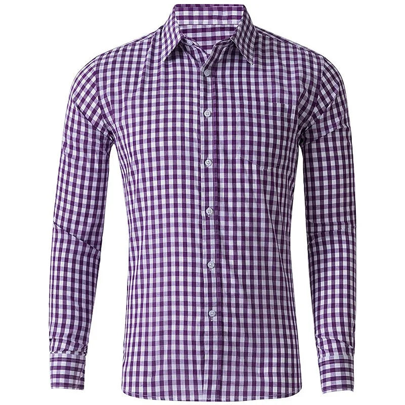 Camisa xadrez manga comprida masculina, lapela amarela, roupa de trabalho, estampa, primavera e outono, festa, 11 cores, tamanho grande, XS-6XL