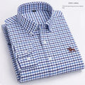 Camisa Oxford Spinning Masculina de Manga Longa, 100% Algodão Puro, Bolso Bordado, Slim Fit, Estilo de Botões, Soft Med, Negócios, Lazer, S-7XL