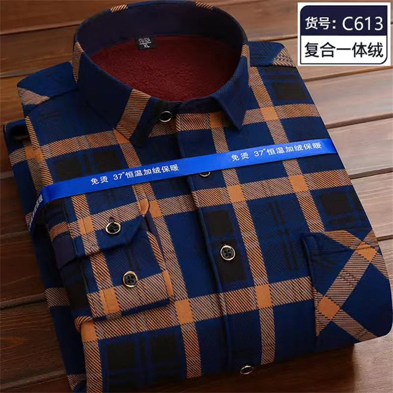 2025 outono inverno masculino manga longa camisa xadrez grosso quente casual camisas macias moda bussiness topos roupas tamanho grande 4xl