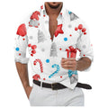 Flocos de neve dourados impressos em 3D masculino Camisa, Abotoados, Manga comprida, Ao ar livre, Colarinho, Roupas, Dia, Dia, 2024